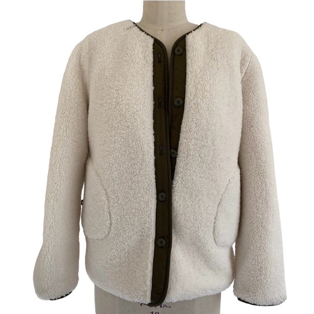 Mother The Lining Jacket Quilted Nylon & Faux Fur Reversible Button-Up Jacket - Picture 6 of 10